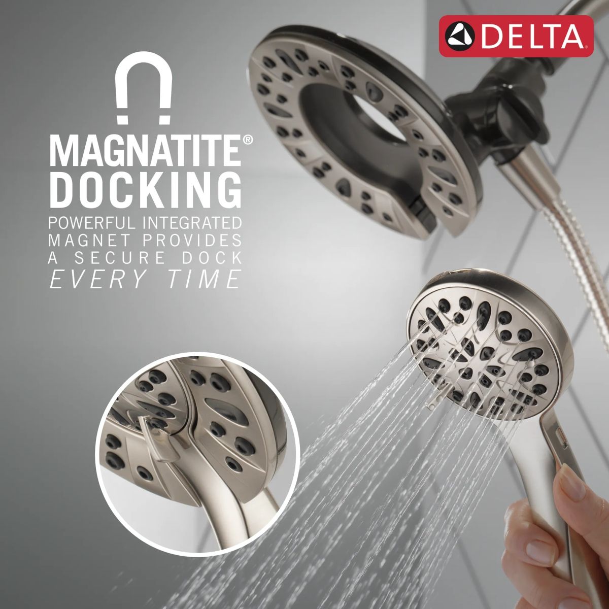 DELTA Universal Showering Components In2ition 4-Setting Two-in-One Shower — Spotshield Brushed Nickel