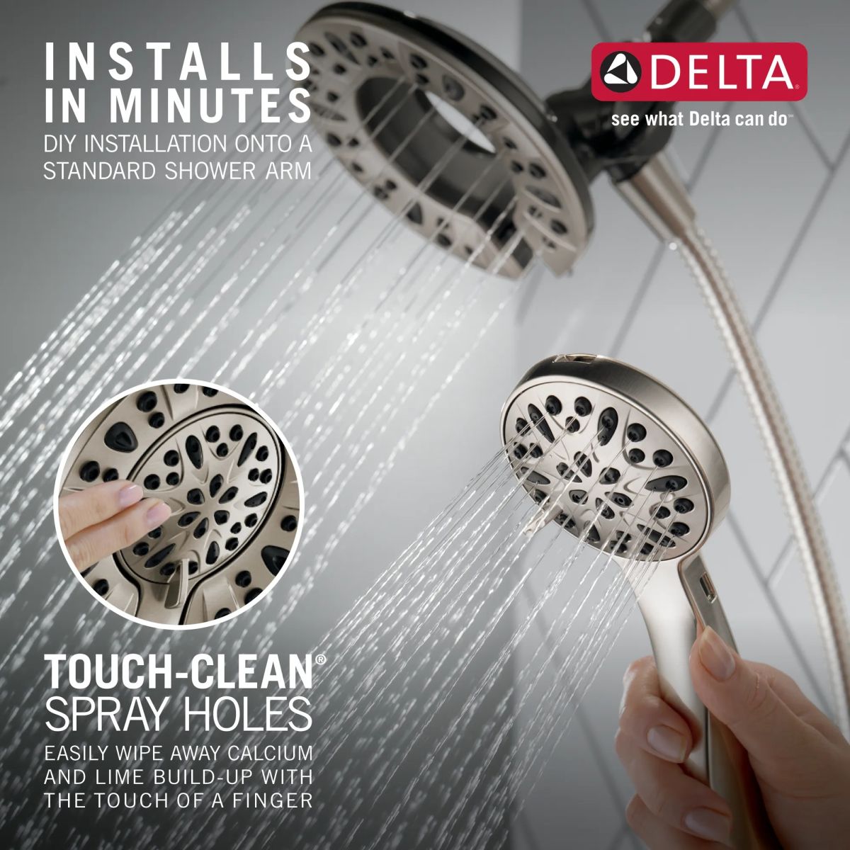 DELTA Universal Showering Components In2ition 4-Setting Two-in-One Shower — Spotshield Brushed Nickel
