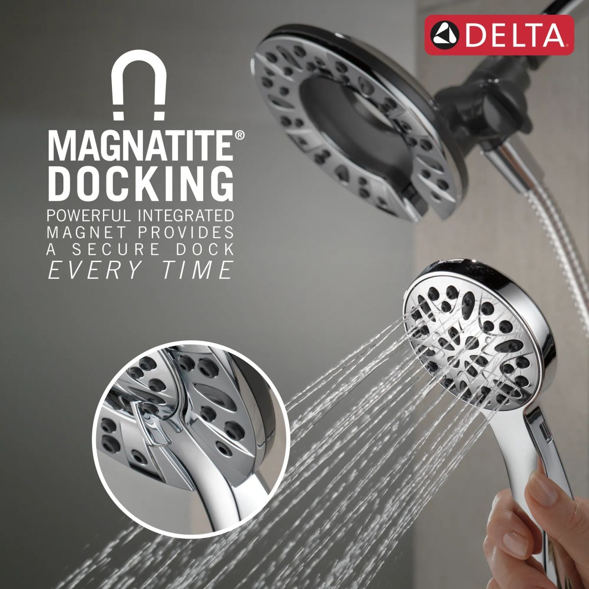 DELTA Universal Showering Components In2ition 4-Setting Two-in-One Shower — Chrome