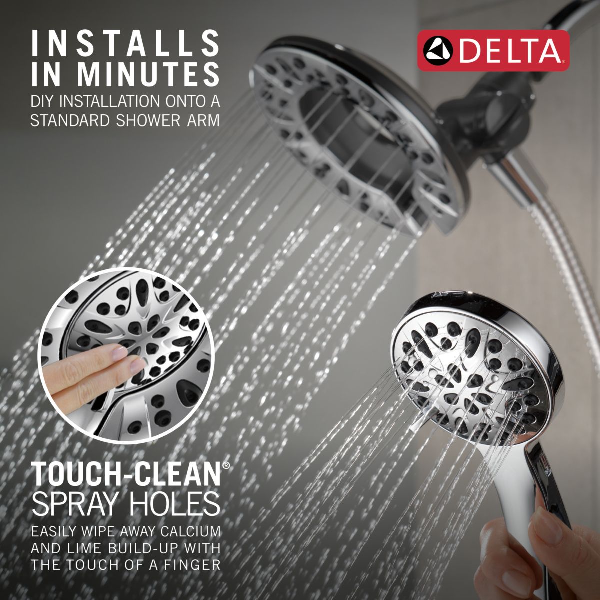 DELTA Universal Showering Components In2ition 4-Setting Two-in-One Shower — Chrome
