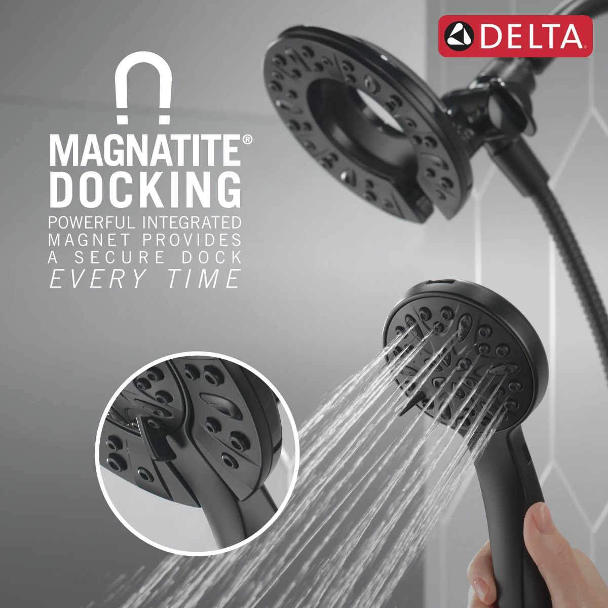 DELTA Universal Showering Components In2ition 4-Setting Two-in-One Shower — Matte Black