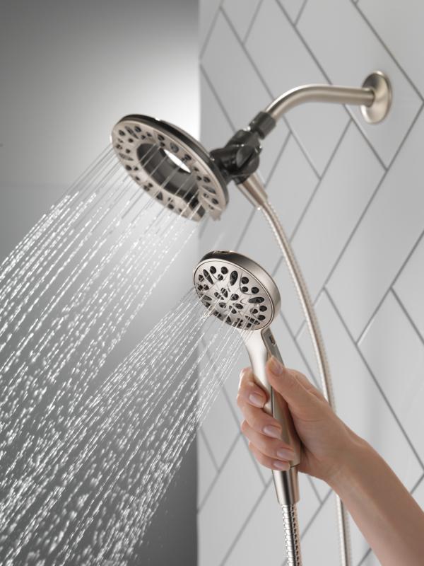 DELTA Universal Showering Components In2ition 4-Setting Two-in-One Shower — Satin Nickel