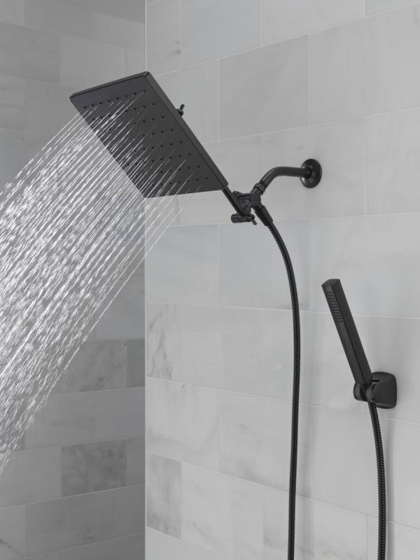 DELTA Universal Showering Components 10 inch Raincan Shower Head & Hand Held Combo with Adjustable Extension Arm — Matte Black