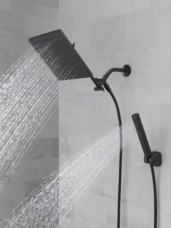 DELTA Universal Showering Components 10 inch Raincan Shower Head & Hand Held Combo with Adjustable Extension Arm — Matte Black