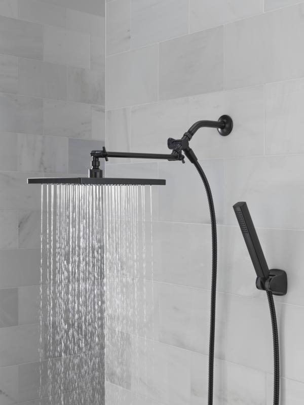 DELTA Universal Showering Components 10 inch Raincan Shower Head & Hand Held Combo with Adjustable Extension Arm — Matte Black