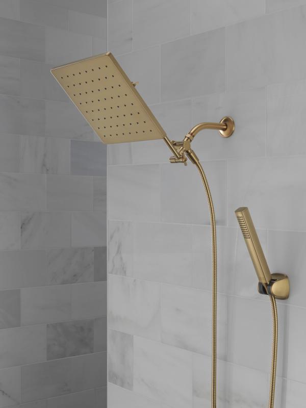 DELTA Universal Showering Components 10 inch Raincan Shower Head & Hand Held Combo with Adjustable Extension Arm — Champagne Bronze