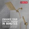 DELTA Universal Showering Components 10 inch Raincan Shower Head & Hand Held Combo with Adjustable Extension Arm — Champagne Bronze