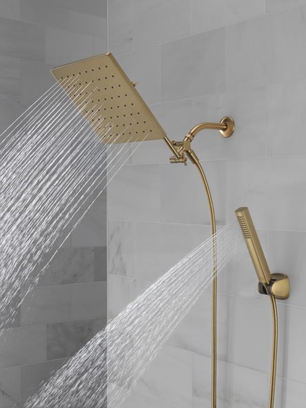 DELTA Universal Showering Components 10 inch Raincan Shower Head & Hand Held Combo with Adjustable Extension Arm — Champagne Bronze