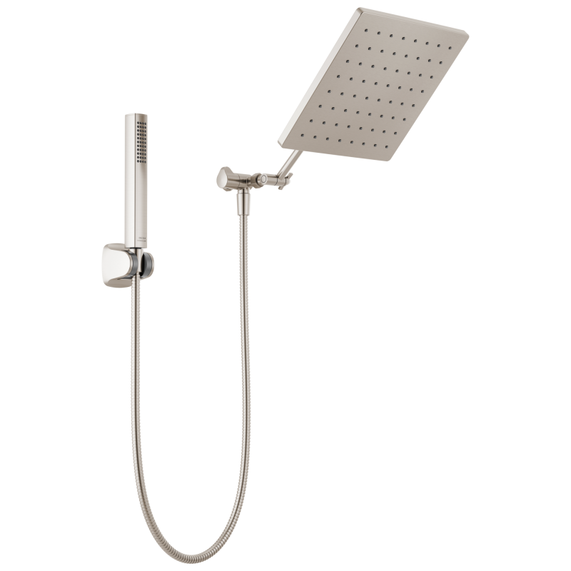 DELTA Universal Showering Components 10 inch Raincan Shower Head & Hand Held Combo with Adjustable Extension Arm — Spotshield Brushed Nickel