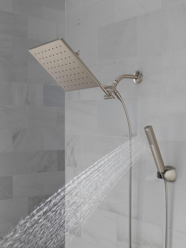 DELTA Universal Showering Components 10 inch Raincan Shower Head & Hand Held Combo with Adjustable Extension Arm — Spotshield Brushed Nickel
