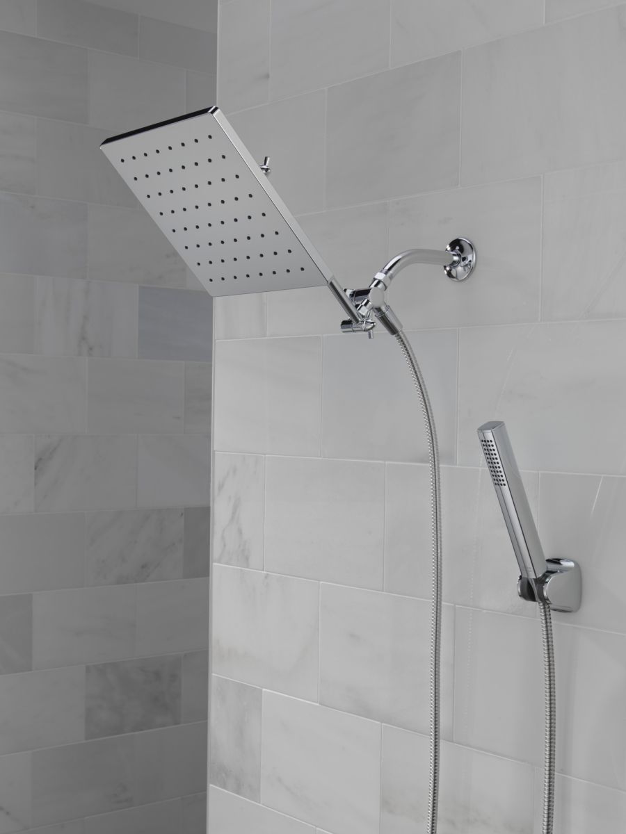 DELTA Universal Showering Components 10 inch Raincan Shower Head & Hand Held Combo with Adjustable Extension Arm — Chrome