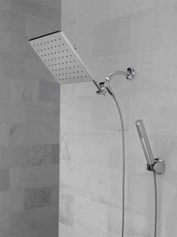 DELTA Universal Showering Components 10 inch Raincan Shower Head & Hand Held Combo with Adjustable Extension Arm — Chrome