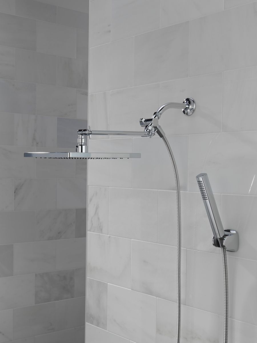 DELTA Universal Showering Components 10 inch Raincan Shower Head & Hand Held Combo with Adjustable Extension Arm — Chrome