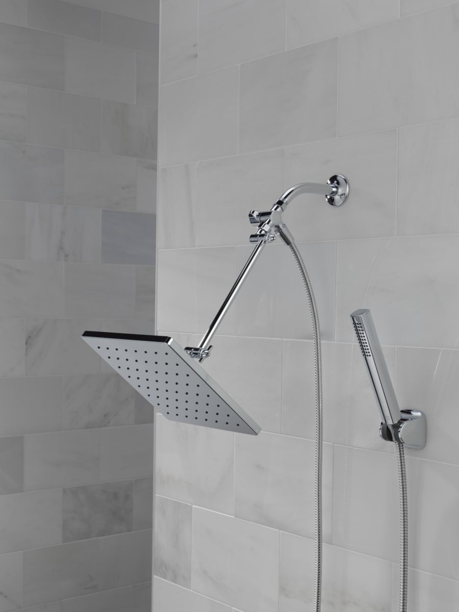 DELTA Universal Showering Components 10 inch Raincan Shower Head & Hand Held Combo with Adjustable Extension Arm — Chrome