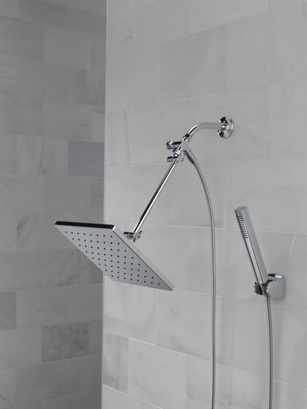 DELTA Universal Showering Components 10 inch Raincan Shower Head & Hand Held Combo with Adjustable Extension Arm — Chrome
