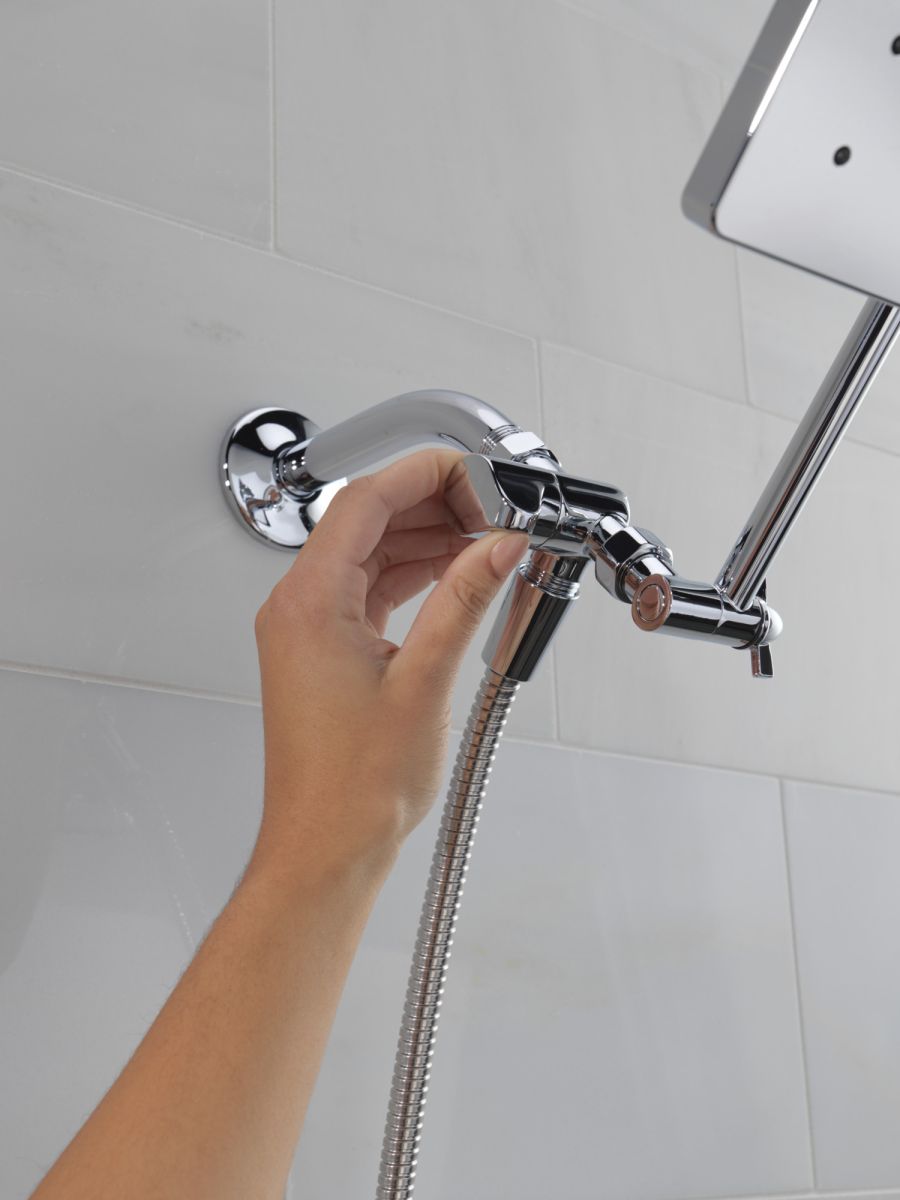 DELTA Universal Showering Components 10 inch Raincan Shower Head & Hand Held Combo with Adjustable Extension Arm — Chrome