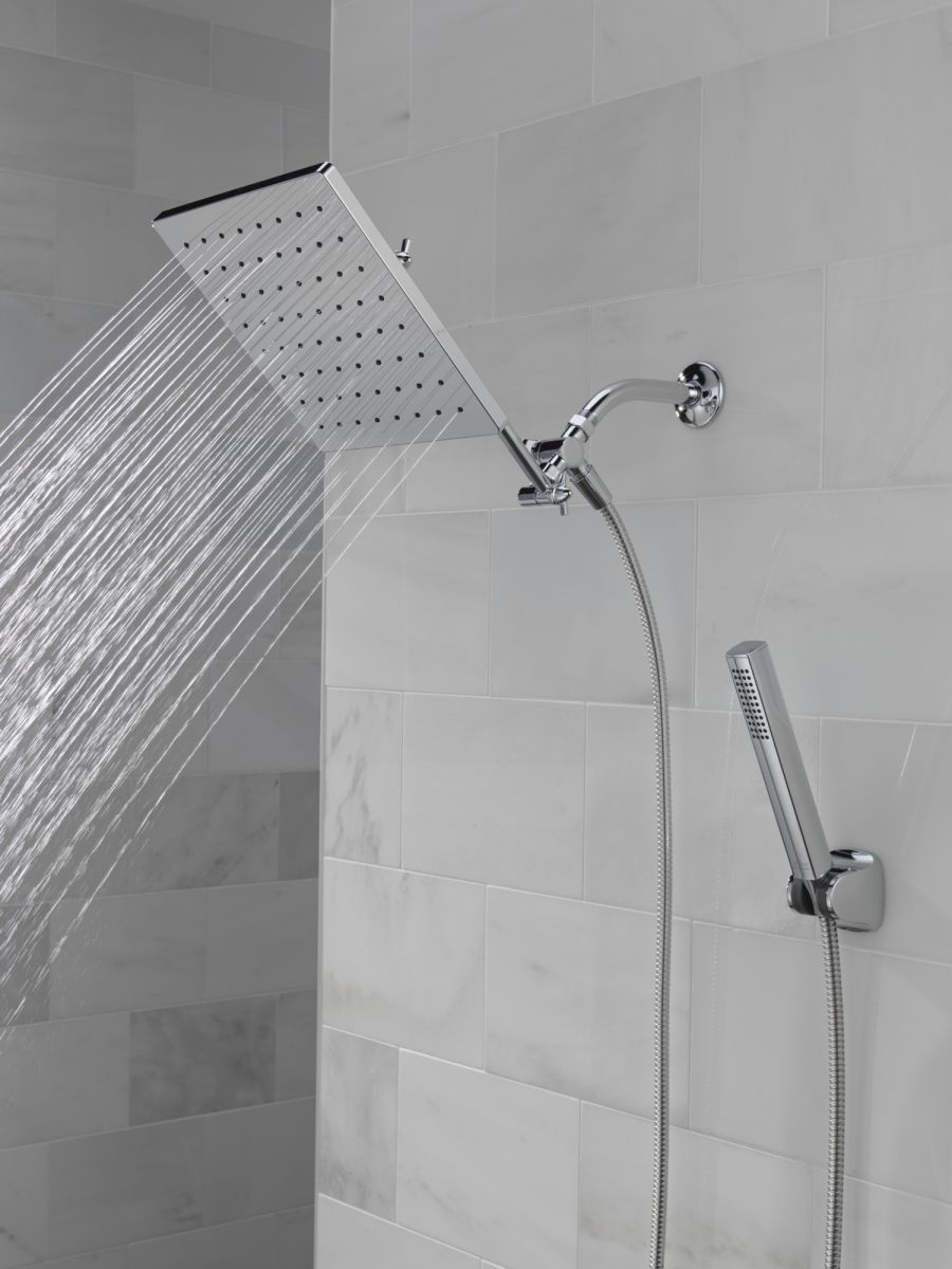 DELTA Universal Showering Components 10 inch Raincan Shower Head & Hand Held Combo with Adjustable Extension Arm — Chrome