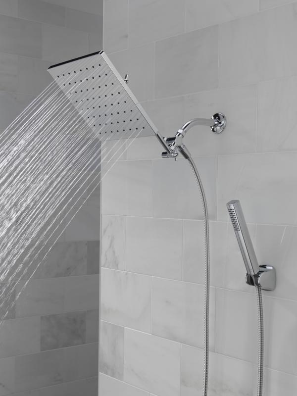 DELTA Universal Showering Components 10 inch Raincan Shower Head & Hand Held Combo with Adjustable Extension Arm — Chrome