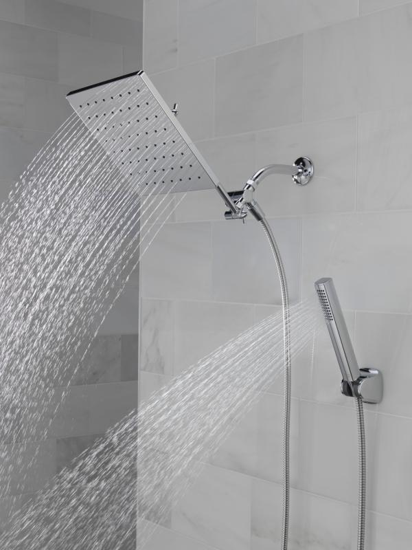 DELTA Universal Showering Components 10 inch Raincan Shower Head & Hand Held Combo with Adjustable Extension Arm — Chrome
