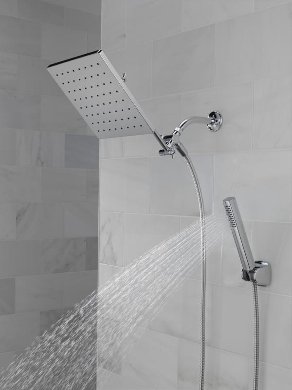 DELTA Universal Showering Components 10 inch Raincan Shower Head & Hand Held Combo with Adjustable Extension Arm — Chrome