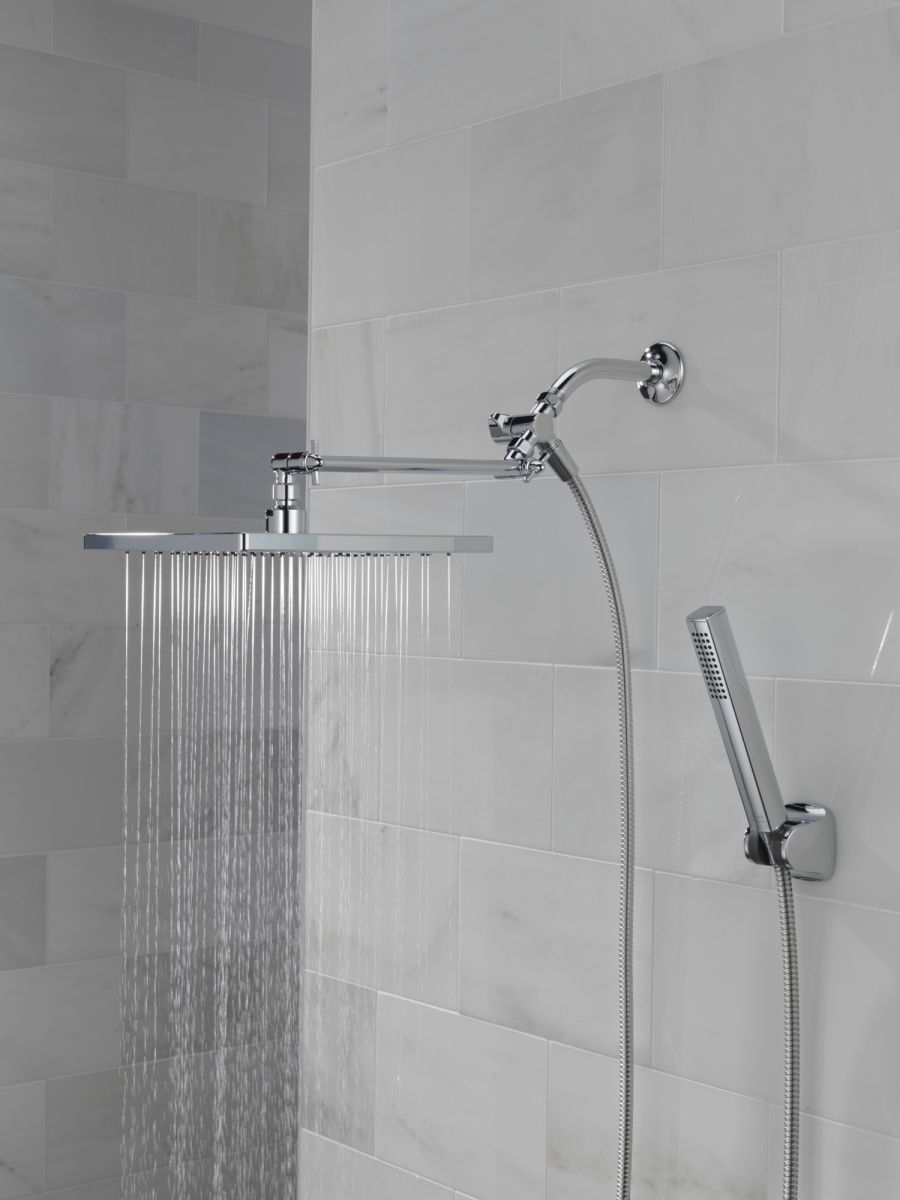 DELTA Universal Showering Components 10 inch Raincan Shower Head & Hand Held Combo with Adjustable Extension Arm — Chrome