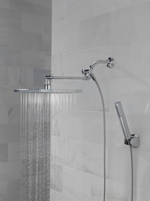 DELTA Universal Showering Components 10 inch Raincan Shower Head & Hand Held Combo with Adjustable Extension Arm — Chrome