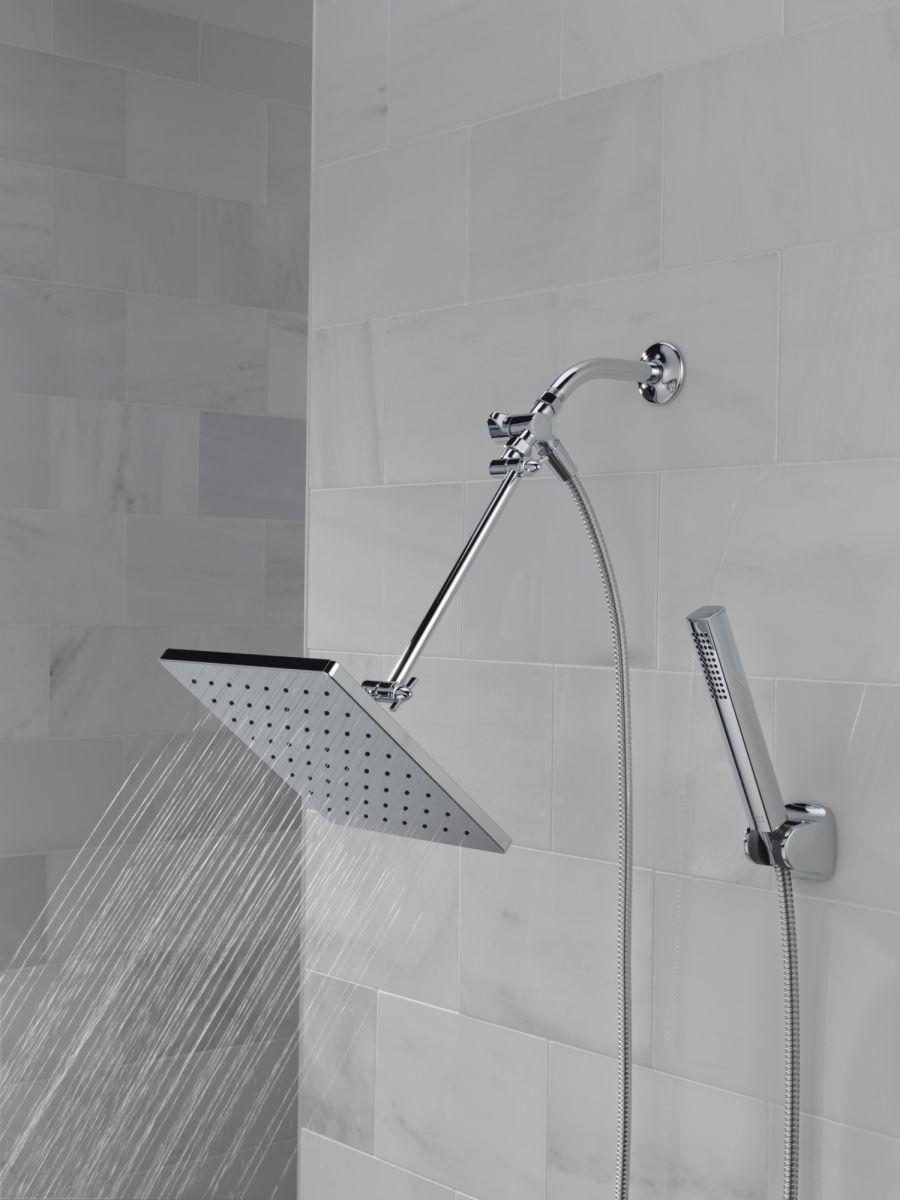 DELTA Universal Showering Components 10 inch Raincan Shower Head & Hand Held Combo with Adjustable Extension Arm — Chrome