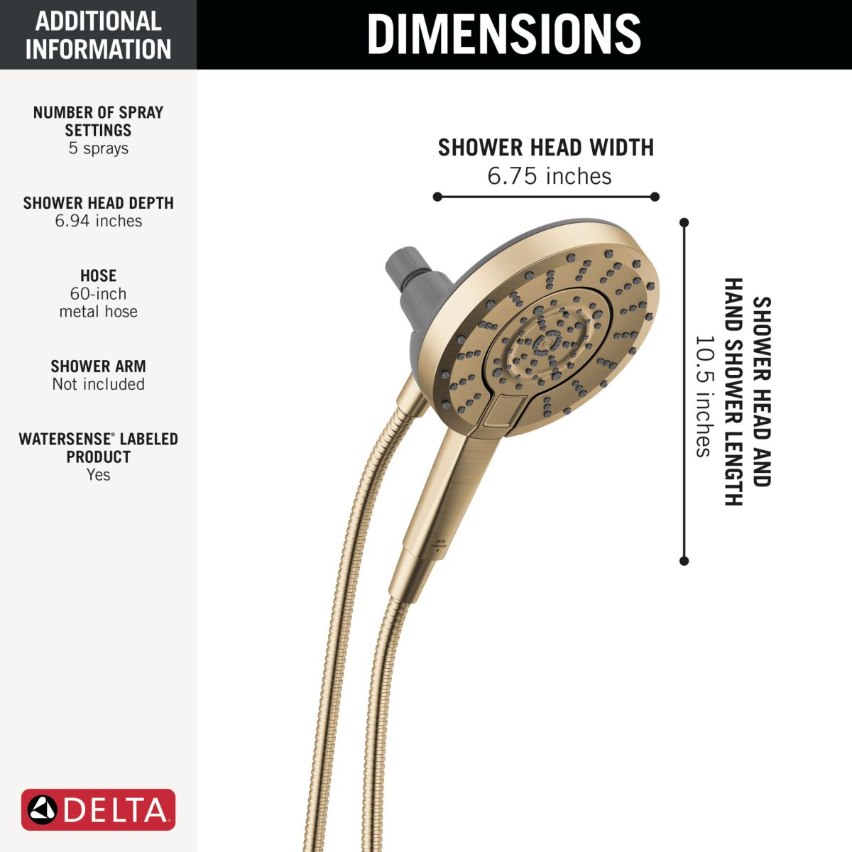 DELTA Universal Showering Components 5-Setting In2ition with ProClean — Champagne Bronze