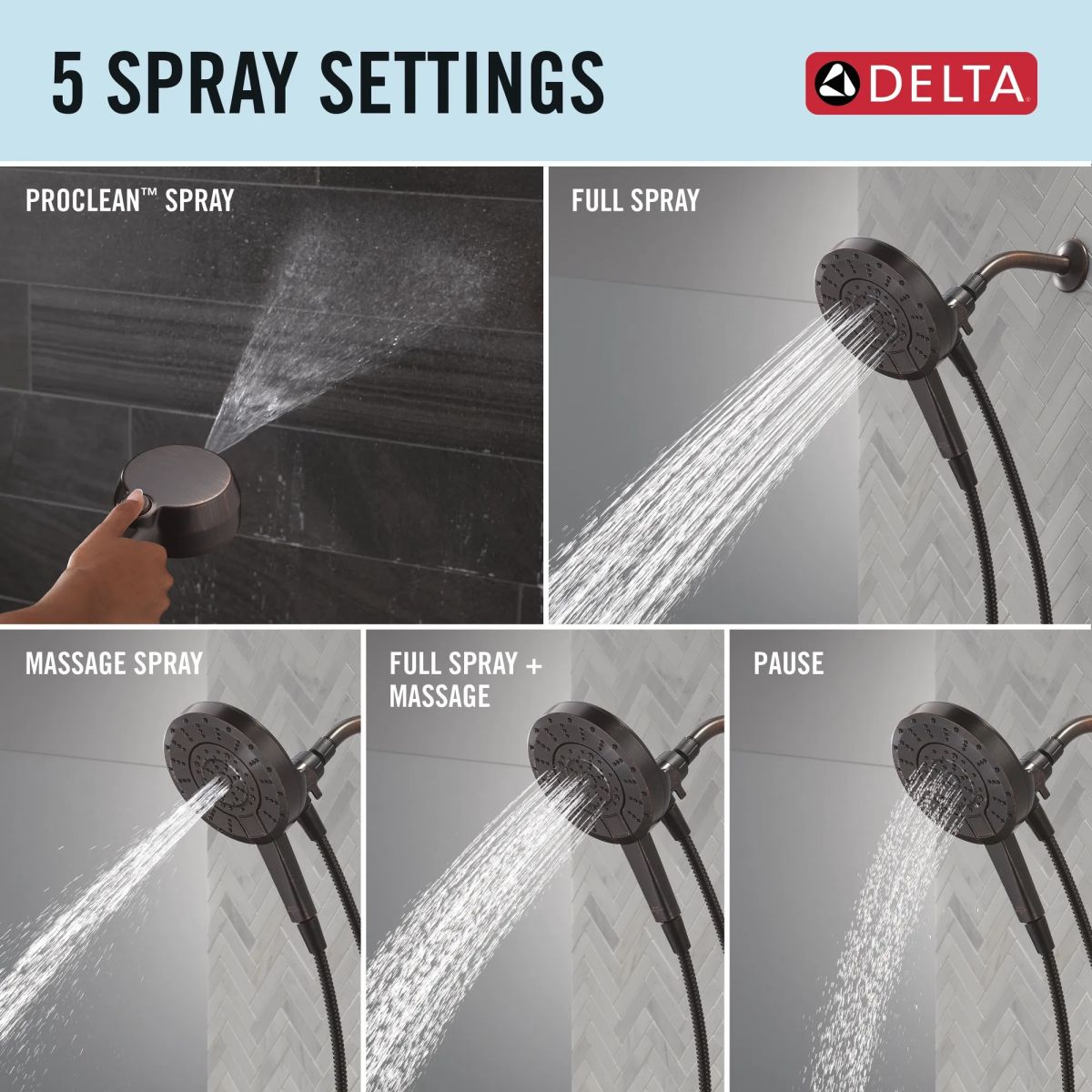 DELTA Universal Showering Components 5-Setting In2ition with ProClean — Venetian Bronze