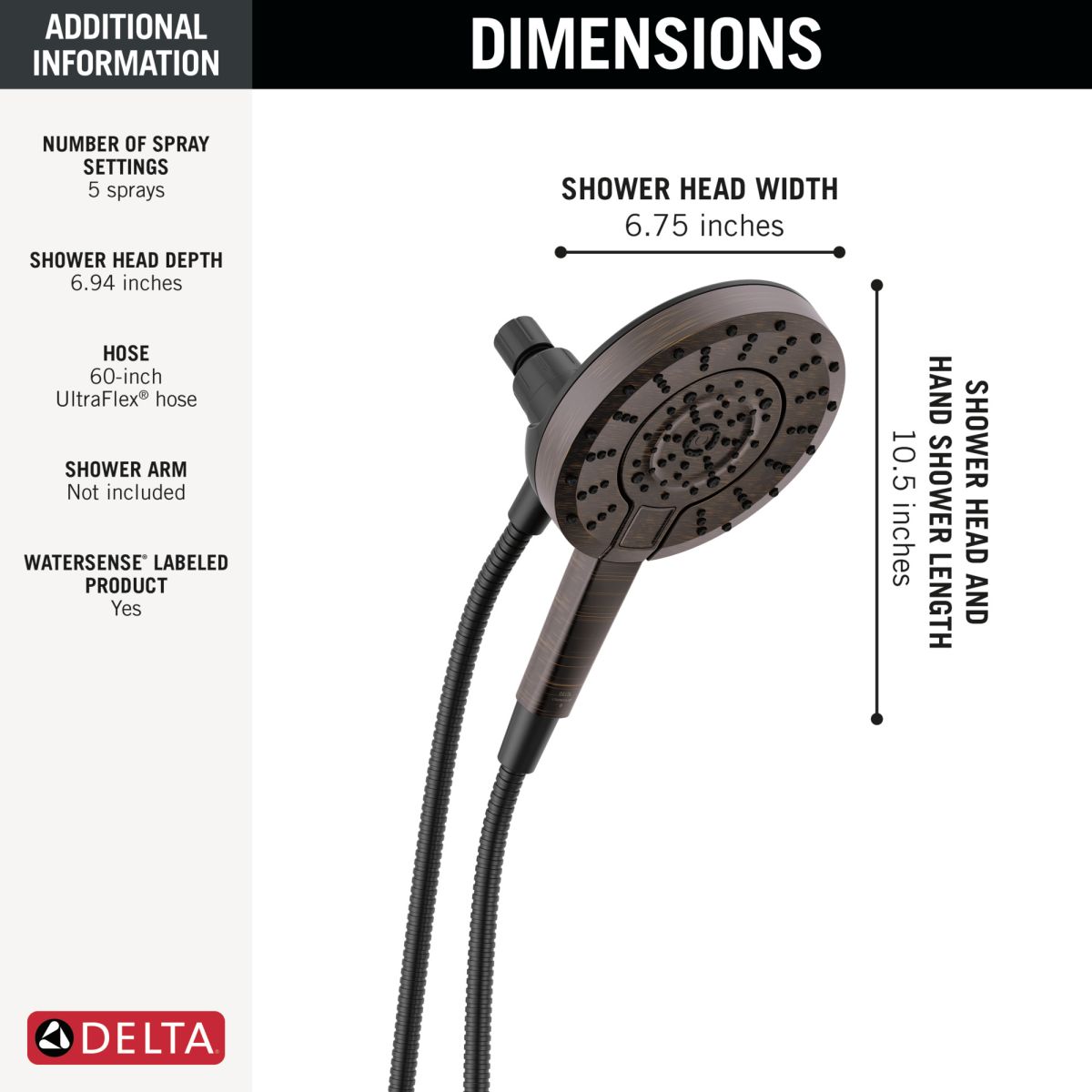 DELTA Universal Showering Components 5-Setting In2ition with ProClean — Venetian Bronze