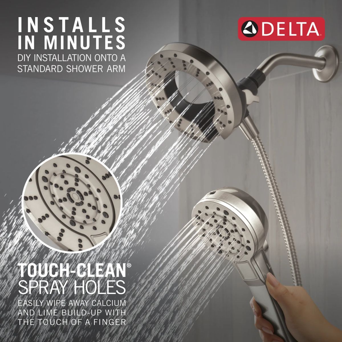 DELTA Universal Showering Components 5-Setting In2ition with ProClean — Spotshield Brushed Nickel