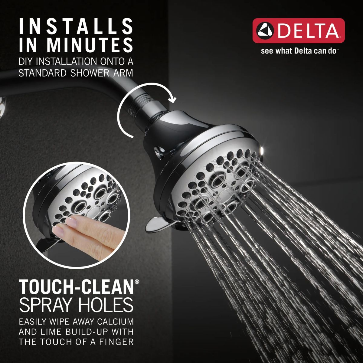 DELTA Universal Showering Components Shower Head 1.75 GPM 5-Setting — Chrome