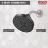 DELTA Universal Showering Components H2Okinetic 5-Setting Shower Head — Matte Black