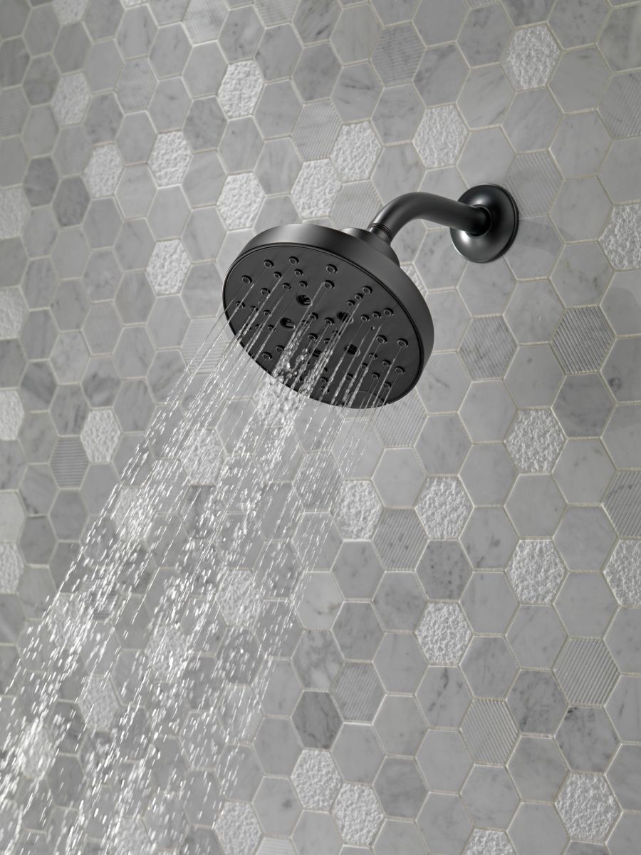 DELTA Universal Showering Components H2Okinetic 5-Setting Shower Head — Matte Black