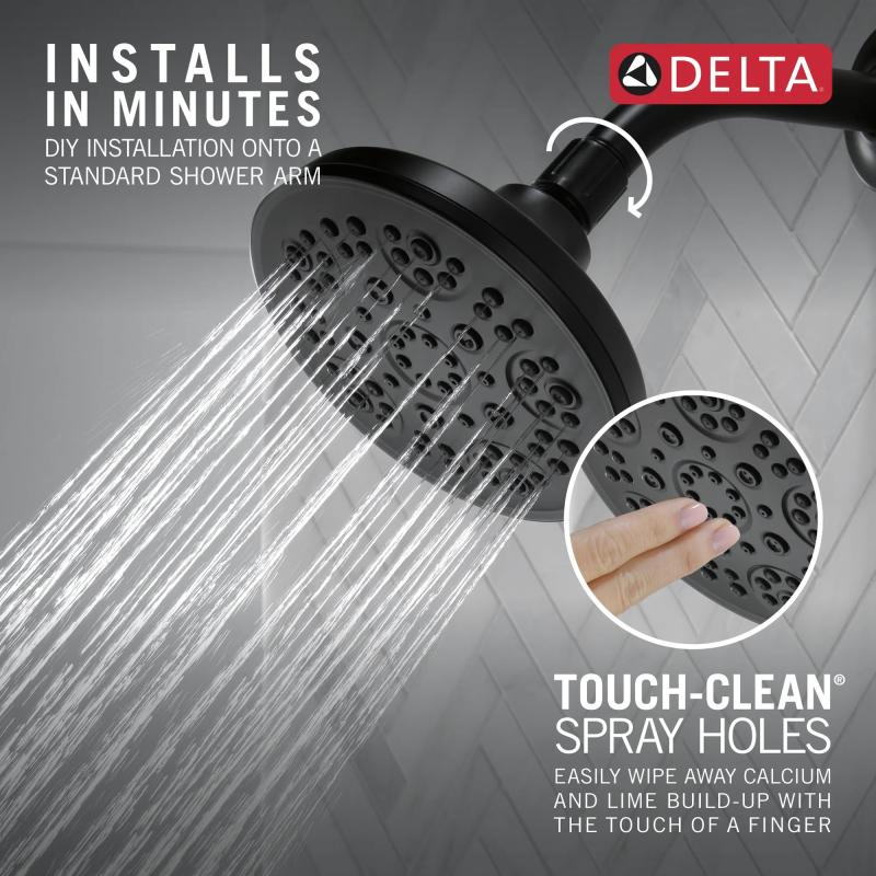 DELTA Universal Showering Components 5-Setting Shower Head — Matte Black