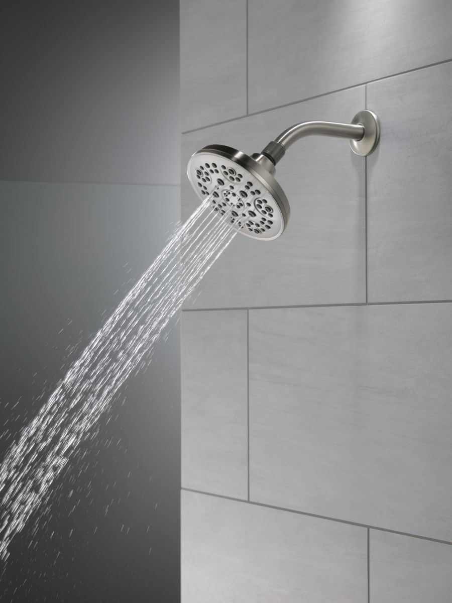 DELTA Universal Showering Components 5-Setting Shower Head — Spotshield Brushed Nickel