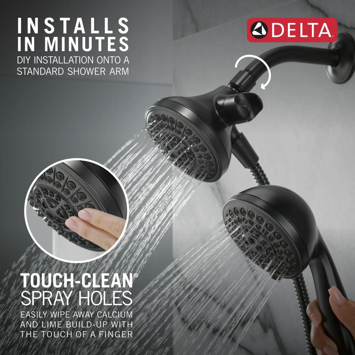 DELTA Universal Showering Components 5 Function Combo Pack Shower — Matte Black