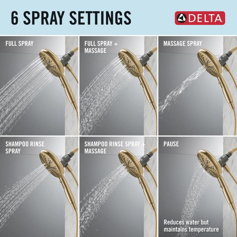 DELTA Universal Showering Components 6-Setting SureDock Magnetic Hand Shower — Champagne Bronze