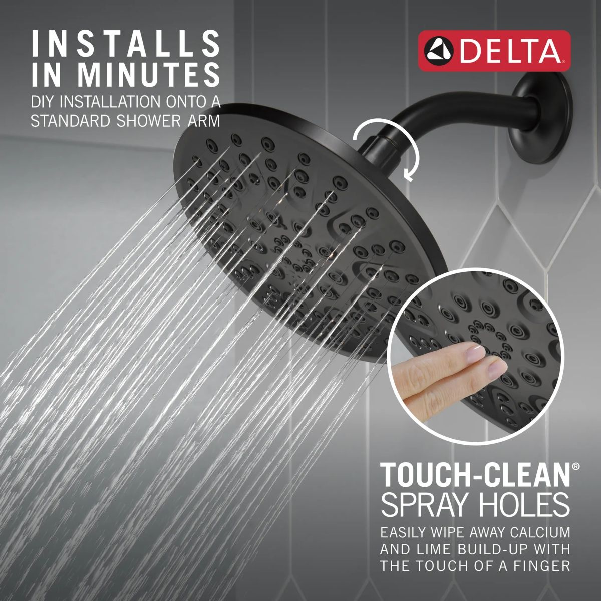 DELTA Universal Showering Components 4 Setting Shower Head — Matte Black