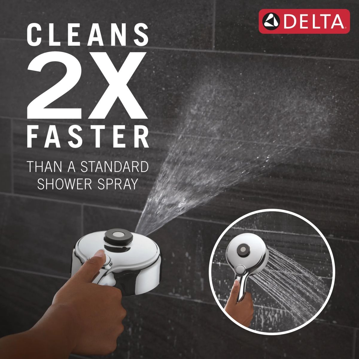 DELTA Universal Showering Components PivotPro 3-in-1 Combination Shower with TouchClean Spray Face — Chrome