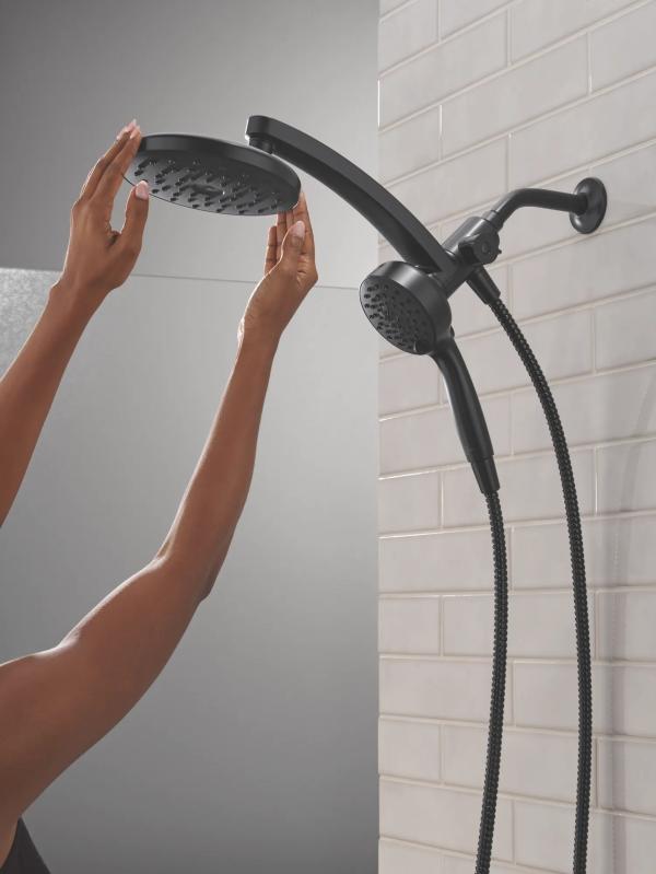 DELTA Universal Showering Components PivotPro 3-in-1 Combination Shower with TouchClean Spray Face — Matte Black