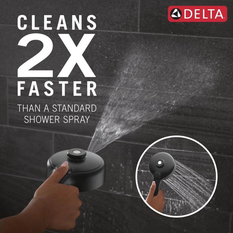 DELTA Universal Showering Components PivotPro 3-in-1 Combination Shower with TouchClean Spray Face — Matte Black