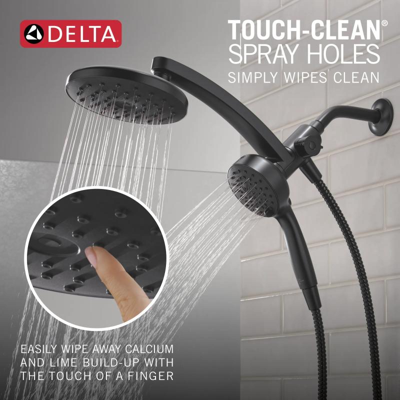DELTA Universal Showering Components PivotPro 3-in-1 Combination Shower with TouchClean Spray Face — Matte Black
