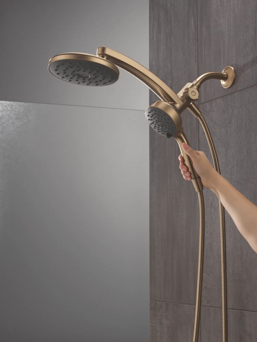 DELTA Universal Showering Components PivotPro 3-in-1 Combination Shower with TouchClean Spray Face — Champagne Bronze
