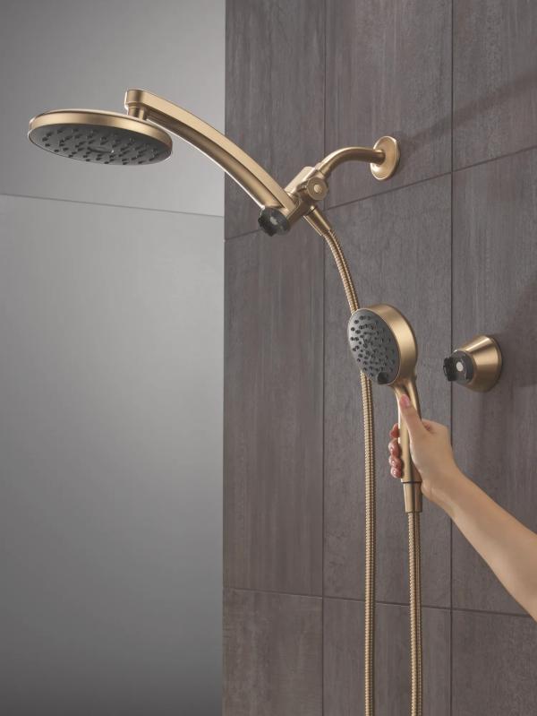 DELTA Universal Showering Components PivotPro 3-in-1 Combination Shower with TouchClean Spray Face — Champagne Bronze
