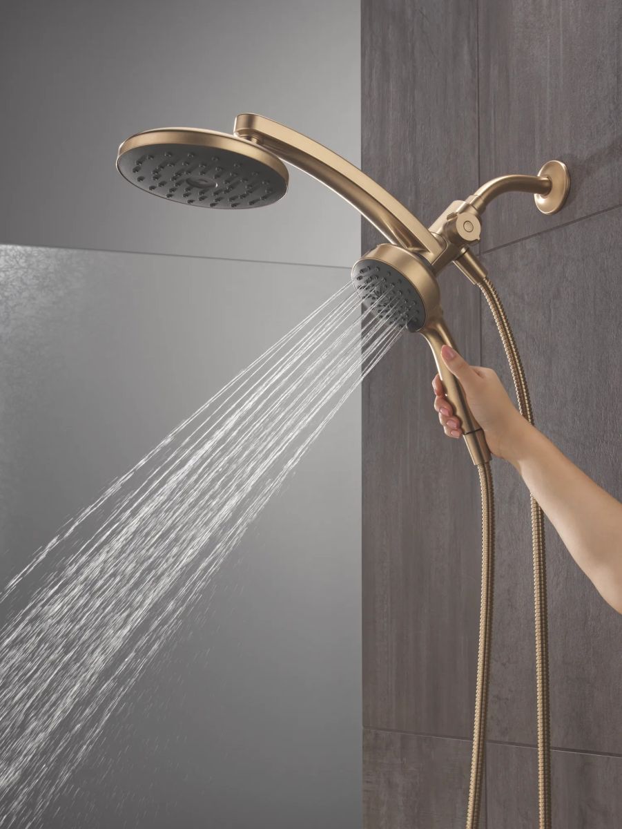 DELTA Universal Showering Components PivotPro 3-in-1 Combination Shower with TouchClean Spray Face — Champagne Bronze
