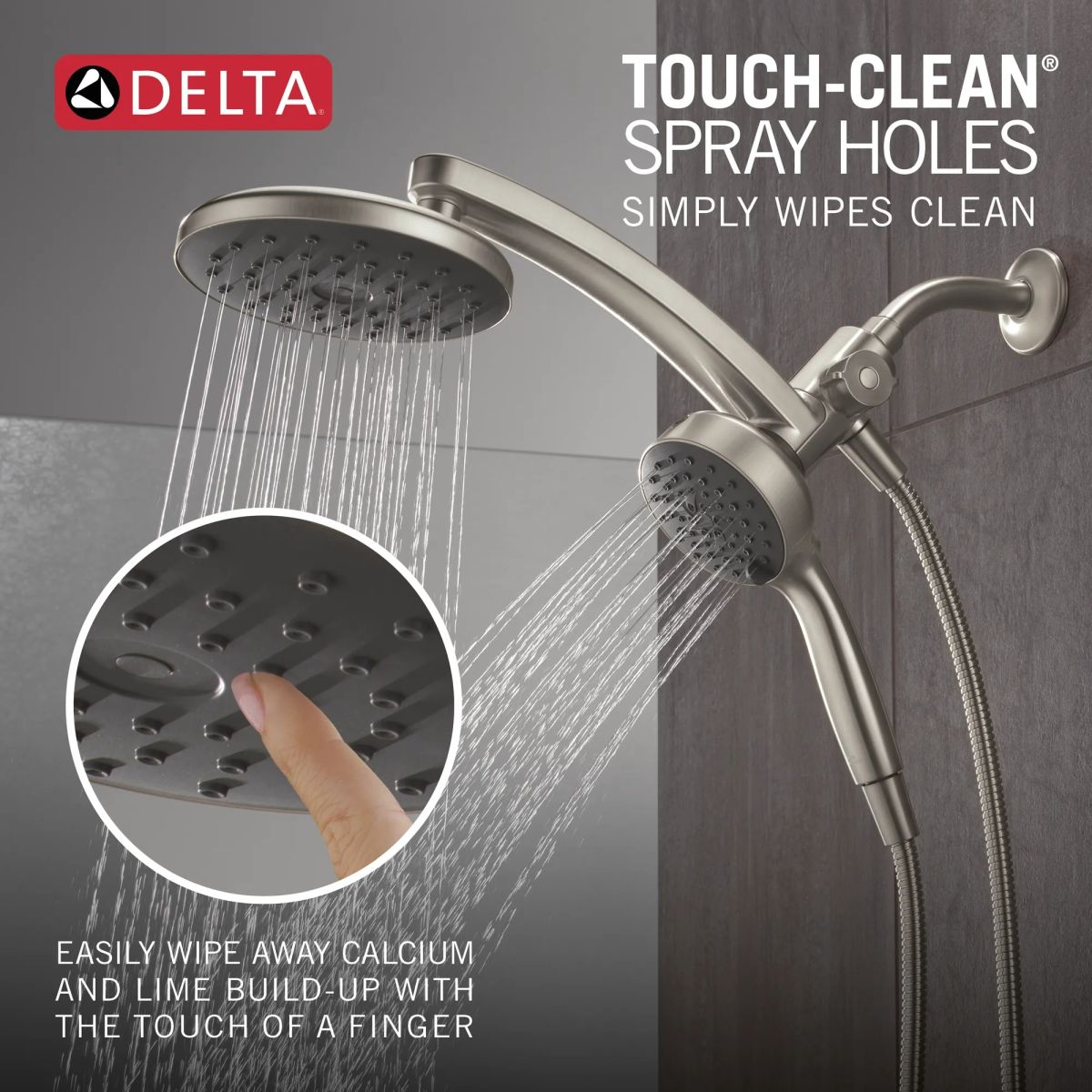 DELTA Universal Showering Components PivotPro 3-in-1 Combination Shower with TouchClean Spray Face — Spotshield Brushed Nickel