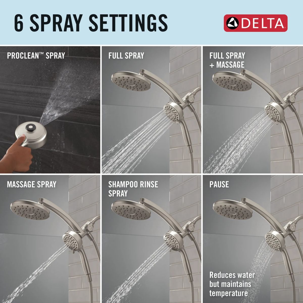 DELTA Universal Showering Components PivotPro 3-in-1 Combination Shower — Spotshield Brushed Nickel
