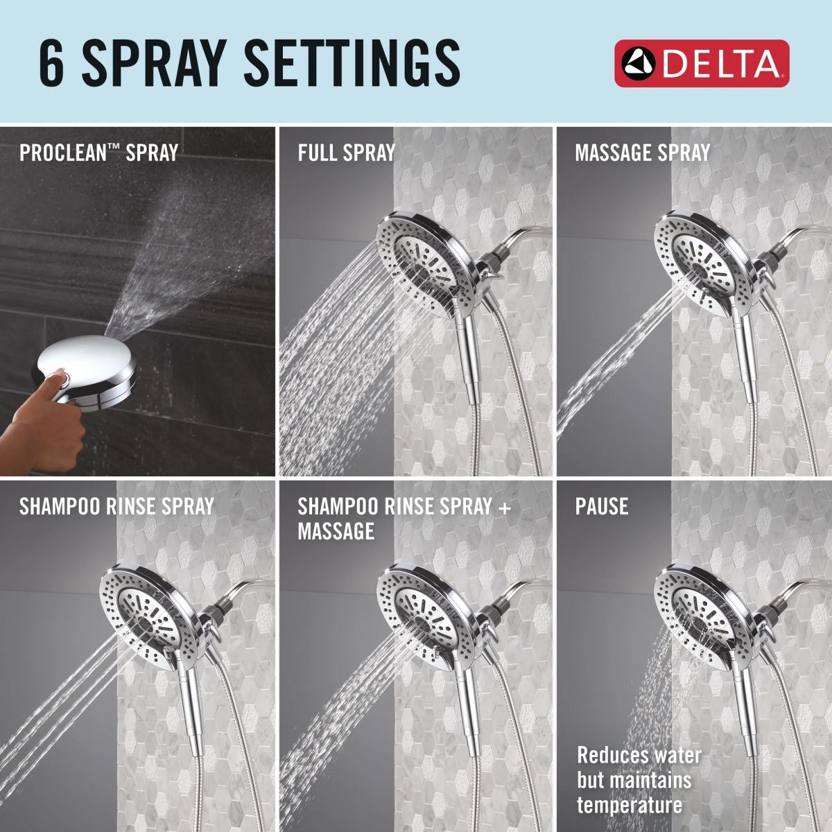 DELTA Universal Showering Components 6-Setting In2ition  with ProClean — Chrome