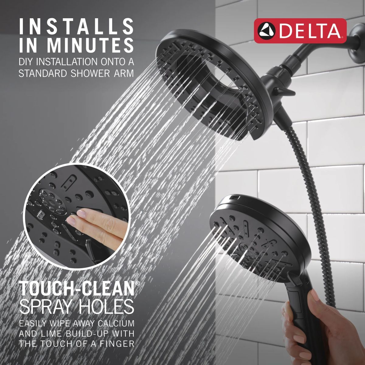 DELTA Universal Showering Components 6-Setting In2ition  with ProClean — Matte Black